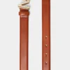 Leren riem met logo-gesp, tabakskleur Leren riem met logo-gesp, tabakskleur