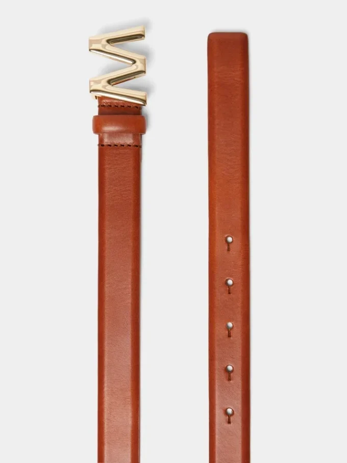 Leren riem met logo-gesp, tabakskleur Leren riem met logo-gesp, tabakskleur