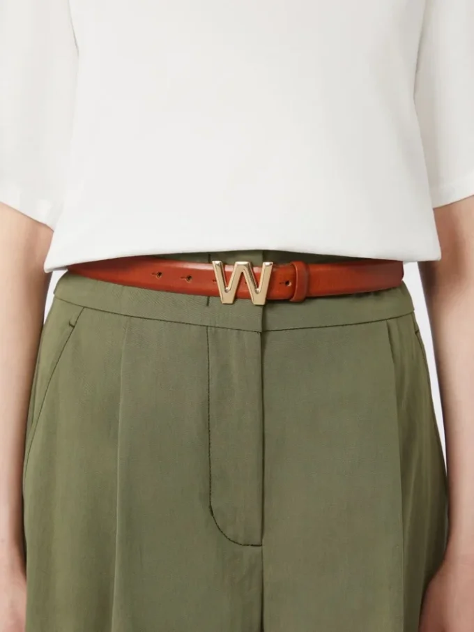 Leren riem met logo-gesp, tabakskleur Leren riem met logo-gesp, tabakskleur