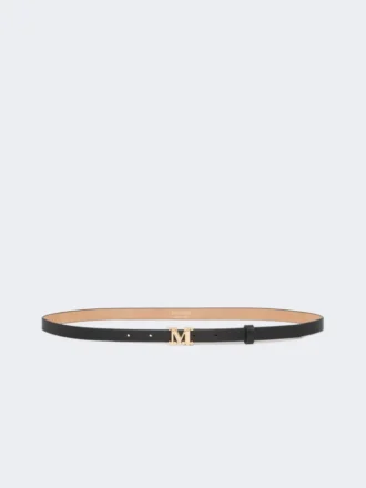 Leren riem met monogram, zwart