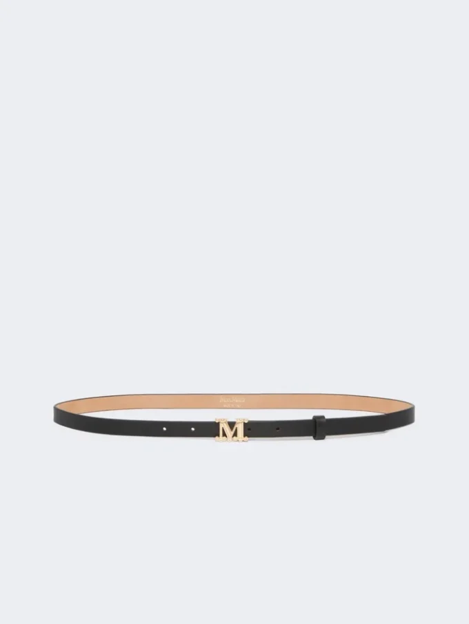 Leren riem met monogram, zwart Leren riem met monogram, zwart