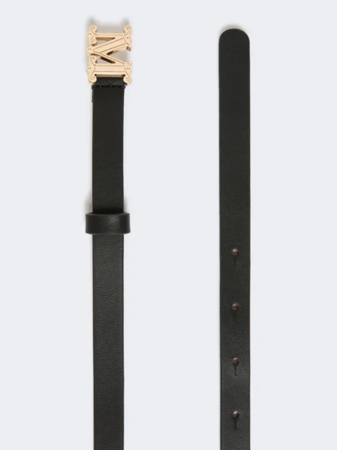 Leren riem met monogram, zwart Leren riem met monogram, zwart