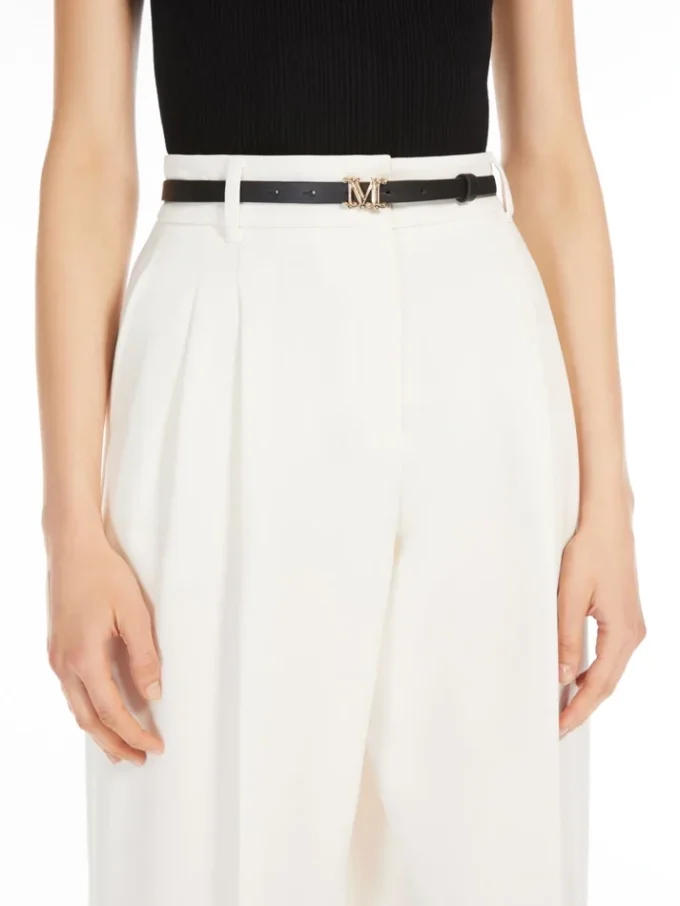 Leren riem met monogram, zwart Leren riem met monogram, zwart