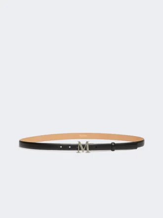Leren riem met monogramgesp, zwart