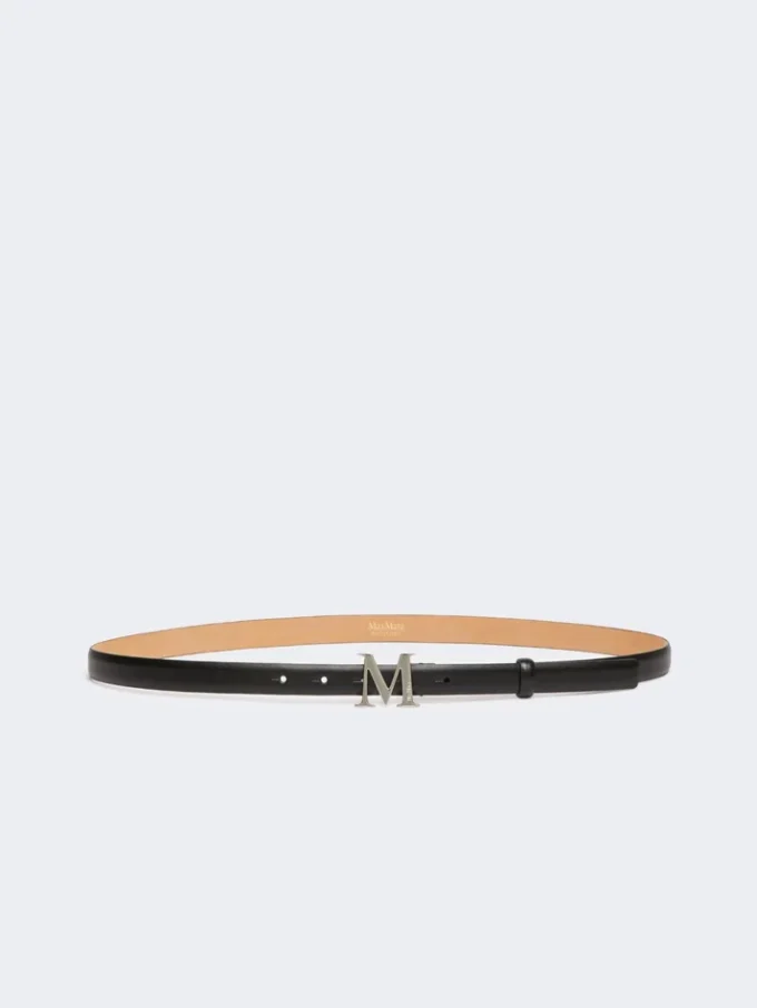 Leren riem met monogramgesp, zwart Leren riem met monogramgesp, zwart