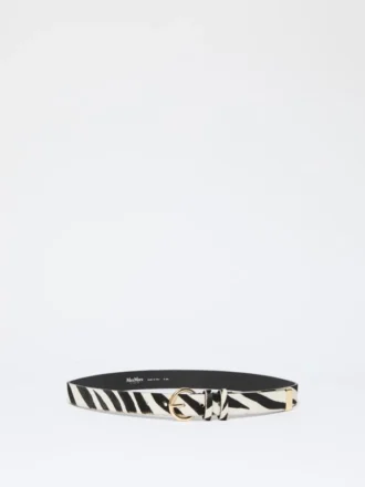 Leren riem met ponyhaar-look, wit