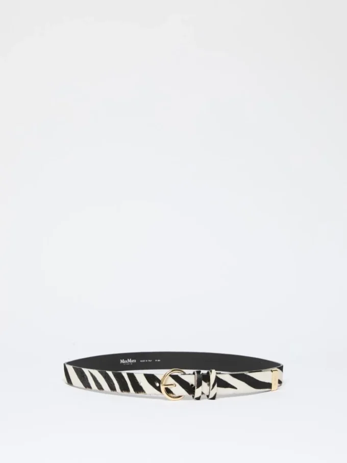 Leren riem met ponyhaar-look, wit Leren riem met ponyhaar-look, wit
