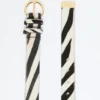 Leren riem met ponyhaar-look, wit Leren riem met ponyhaar-look, wit