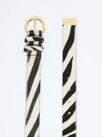 Leren riem met ponyhaar-look, wit