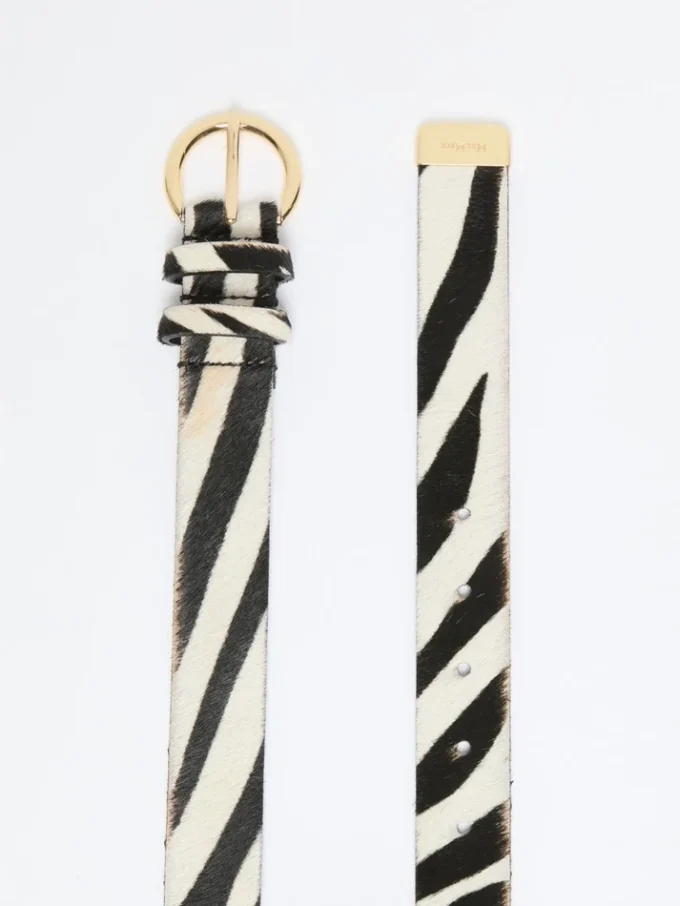 Leren riem met ponyhaar-look, wit Leren riem met ponyhaar-look, wit