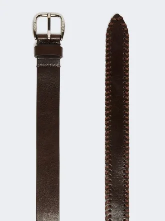 Leren riem met punt, donkerbruin