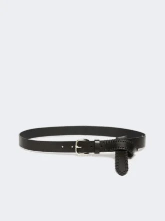 Leren riem met punt, zwart