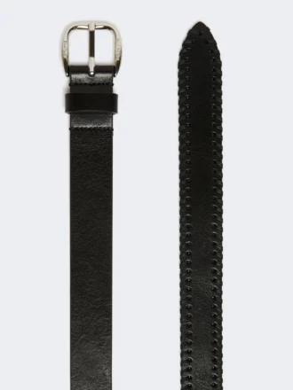 Leren riem met punt, zwart
