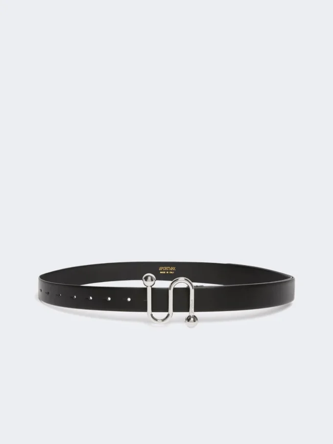 Leren riem met S-gesp, zwart Leren riem met S-gesp, zwart