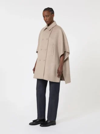 Lichtgewicht cape van kasjmier broadcloth, tawny bronsbruin
