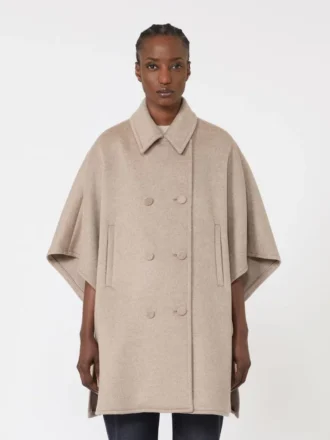 Lichtgewicht cape van kasjmier broadcloth, tawny bronsbruin