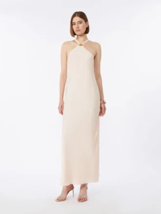 Lichtgewicht satijnen jurk, beige-roze