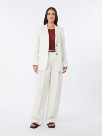 Linnen blazer met krijtstreep, naturel