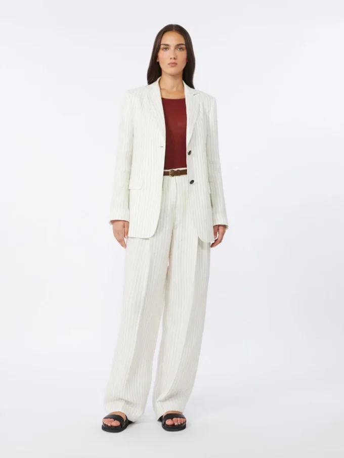 Linnen blazer met krijtstreep, naturel Linnen blazer met krijtstreep, naturel
