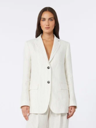 Linnen blazer met krijtstreep, naturel
