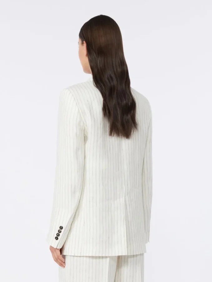 Linnen blazer met krijtstreep, naturel Linnen blazer met krijtstreep, naturel