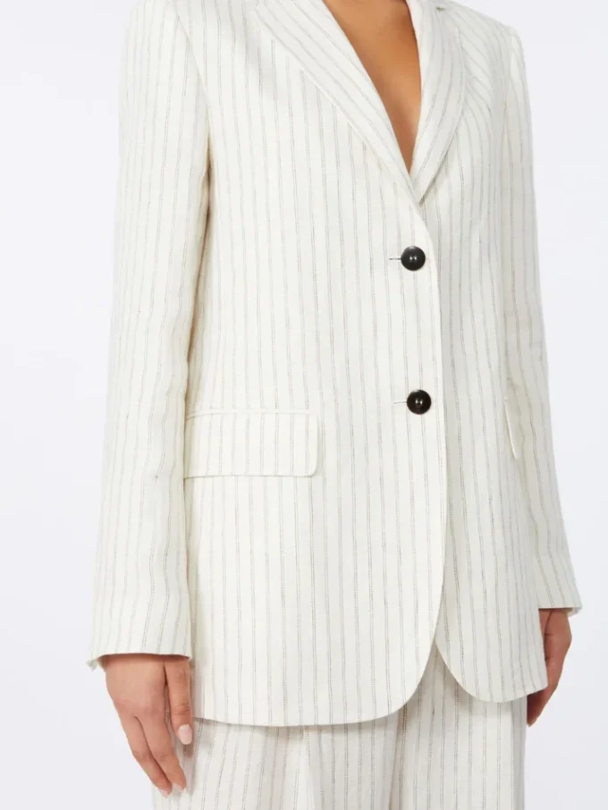 Linnen blazer met krijtstreep, naturel Linnen blazer met krijtstreep, naturel