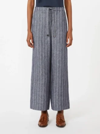 Linnen broek met krijtstreep in denimlook, ultramarijn Linnen broek met krijtstreep in denimlook, ultramarijn