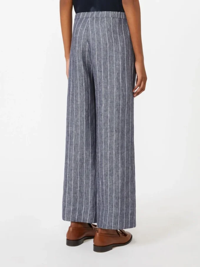 Linnen broek met krijtstreep in denimlook, ultramarijn Linnen broek met krijtstreep in denimlook, ultramarijn