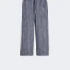 Linnen broek met krijtstreep in denimlook, ultramarijn Linnen broek met krijtstreep in denimlook, ultramarijn