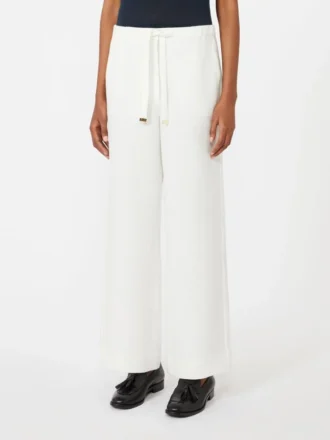 Linnen broek met mandpatroon, wit Linnen broek met mandpatroon, wit