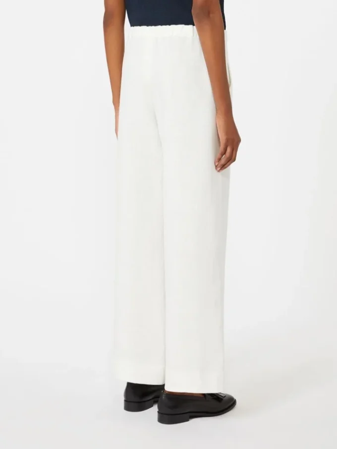 Linnen broek met mandpatroon, wit Linnen broek met mandpatroon, wit