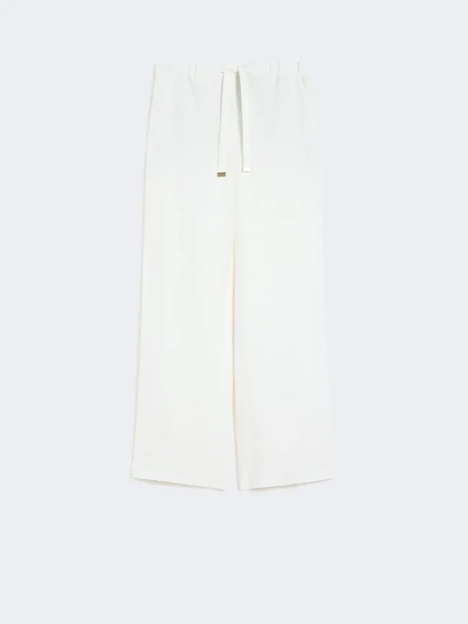 Linnen broek met mandpatroon, wit Linnen broek met mandpatroon, wit