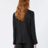 Linnen canvas blazer, zwart