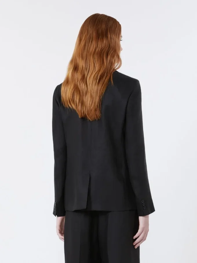 Linnen canvas blazer, zwart