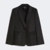 Linnen canvas blazer, zwart
