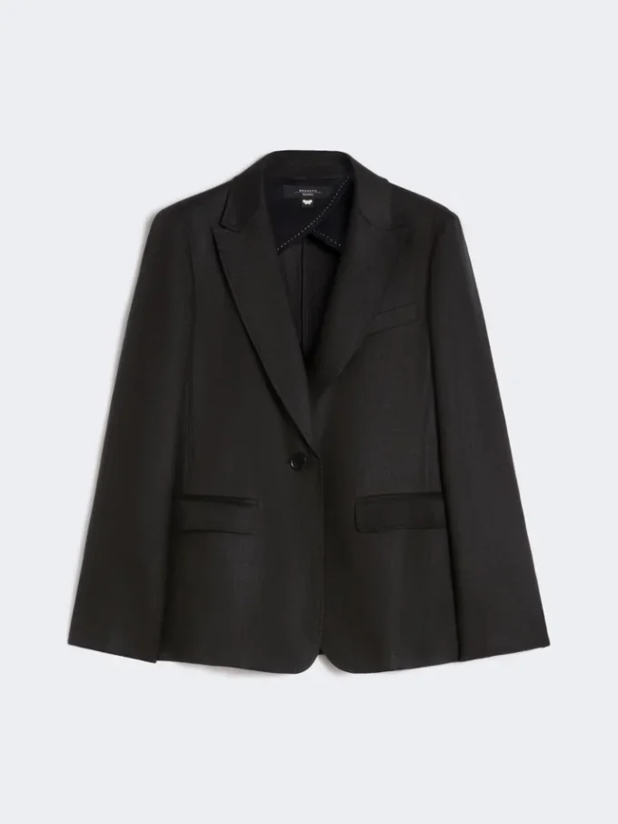 Linnen canvas blazer, zwart