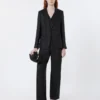 Linnen canvas blazer, zwart
