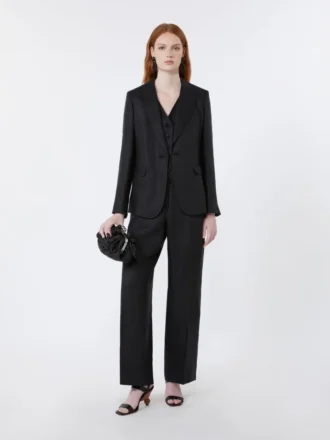 Linnen canvas blazer, zwart