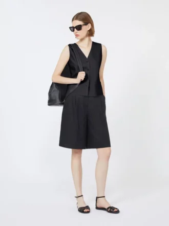 Linnen canvas gilet, zwart