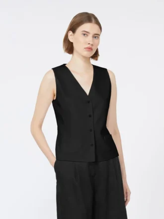 Linnen canvas gilet, zwart