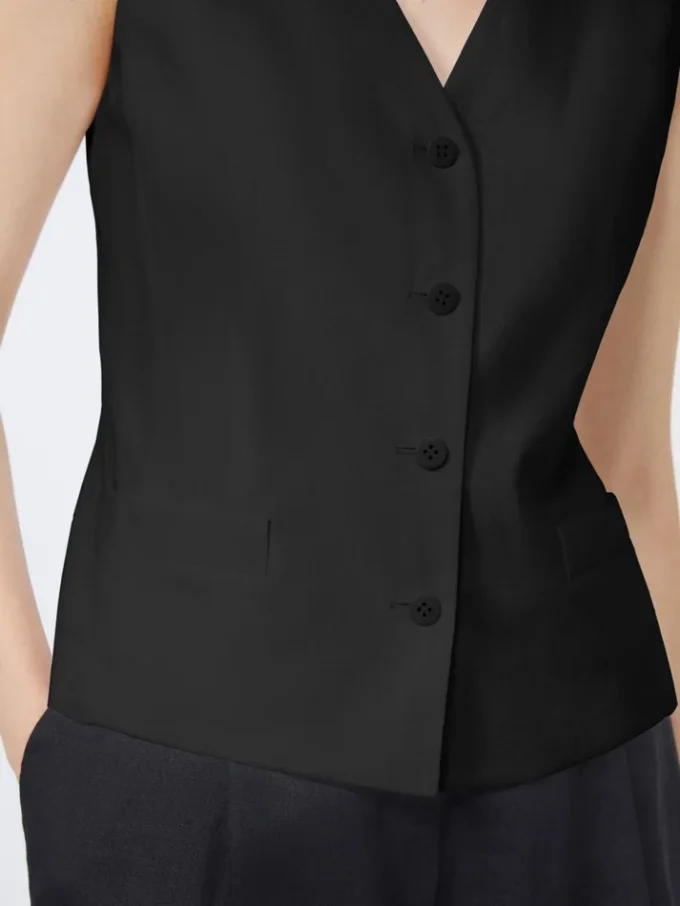 Linnen canvas gilet, zwart Linnen canvas gilet, zwart