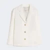 Linnen canvas jas met boxy pasvorm, wit Linnen canvas jas met boxy pasvorm, wit