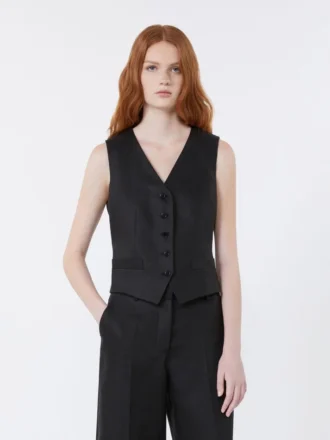 Linnen canvas vest, zwart