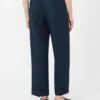 Linnen rechte broek met mandpatroon, middernachtblauw Linnen rechte broek met mandpatroon, middernachtblauw
