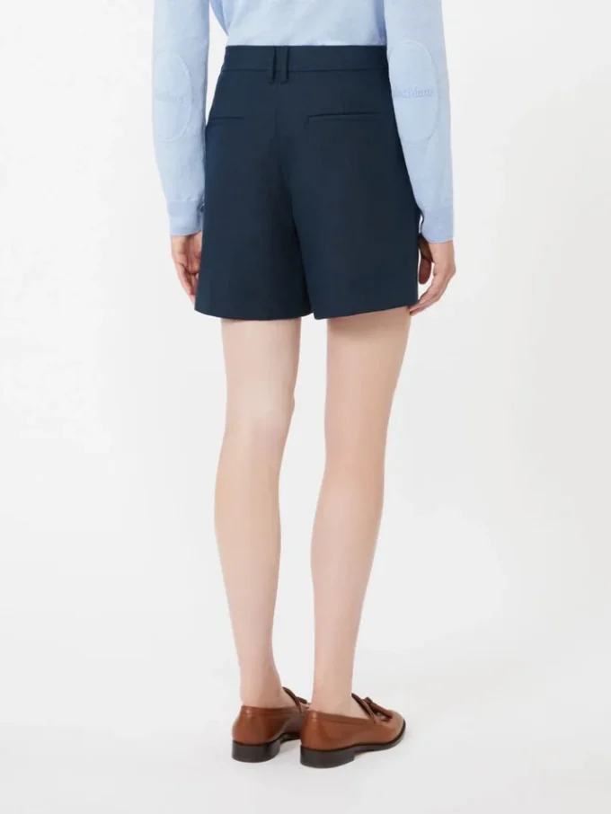 Linnen short met mandpatroon, middernachtblauw