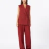 Linnen twill vest, baksteenrood