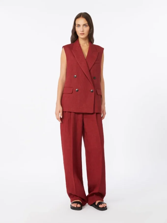 Linnen twill vest, baksteenrood