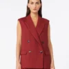 Linnen twill vest, baksteenrood