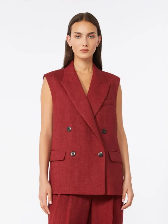 Linnen twill vest, baksteenrood