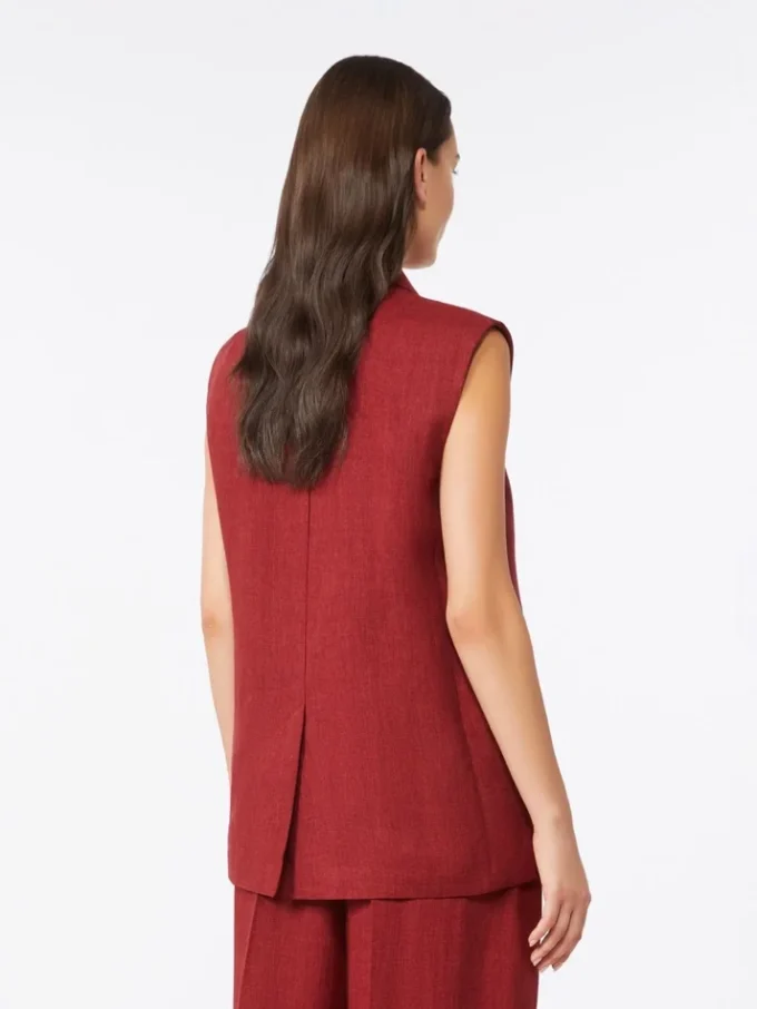 Linnen twill vest, baksteenrood